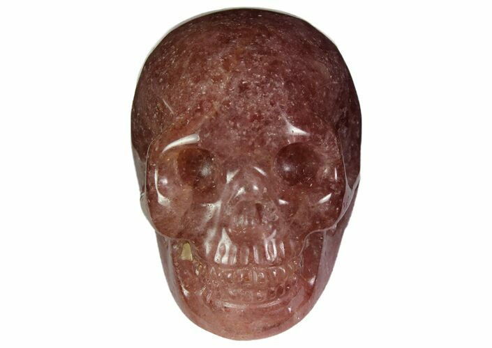 Carved, Strawberry Quartz Crystal Skull - Madagascar #116327